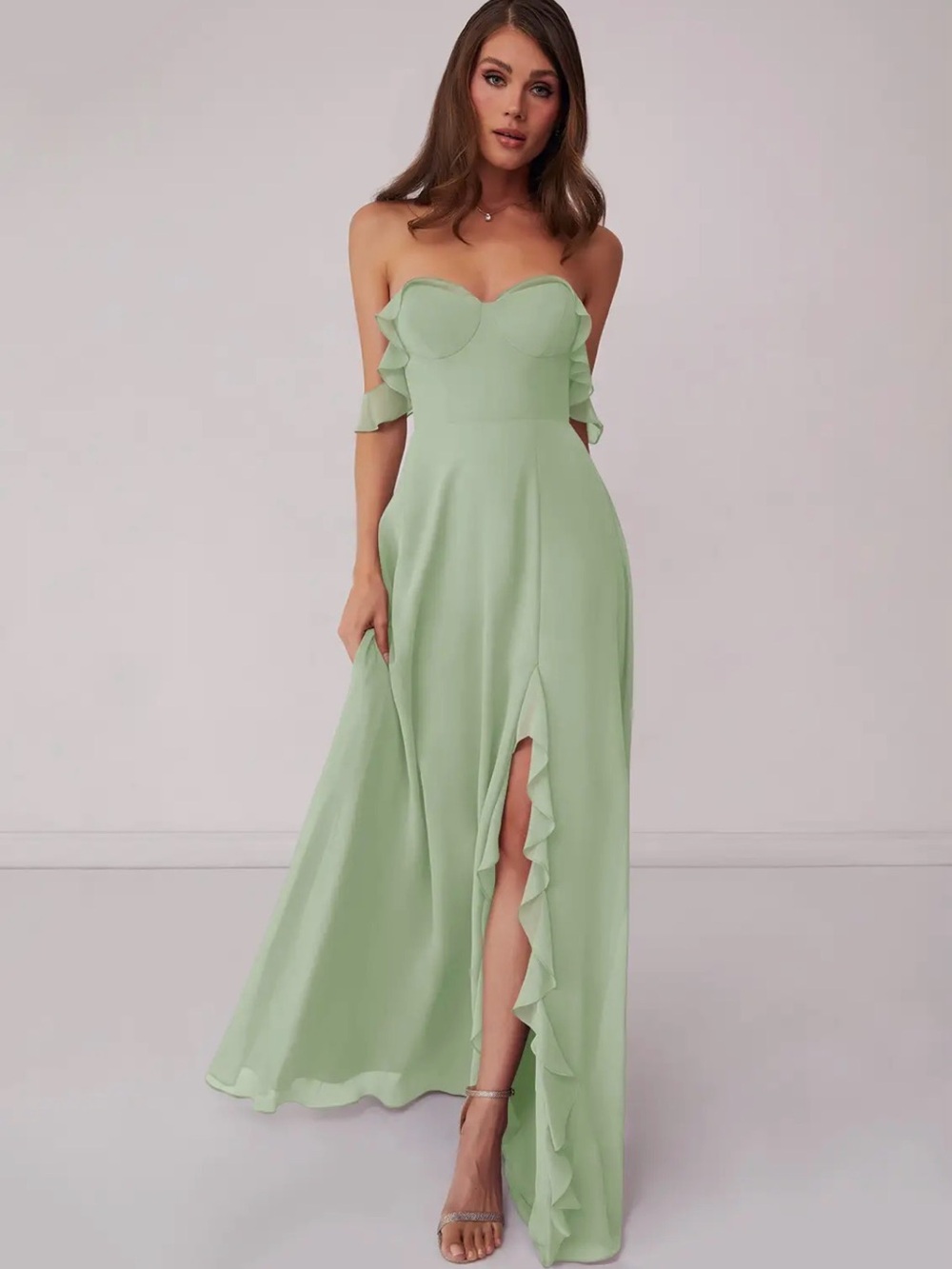 Azazie Barbie Collection - A-Line Off the Shoulder Chiffon Convertible Dress